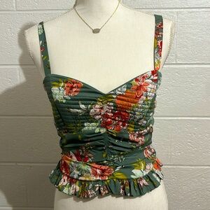 BOG Collective Green Floral Cropped Tank